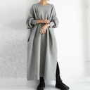 Spot autumn commuter crew neck cotton American pullover solid color star sweater dress