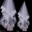 Veil wedding dress accessories bridal wedding etiquette headdress 1.5 m lace white veil manufacturer