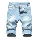 supply of men's denim shorts stretch ripped edge shorts light K1201 light blue