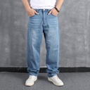 Light Blue Large Size Jeans Men's Loose Casual Trendy Hip-hop Hip-hop Trousers Skateboard Pants Elastic