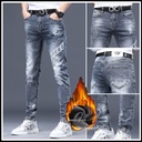 Spring and Autumn Jeans Men's Winter Fleece-lined Thickened Loose Straight Trendy Brand All-match Leg Casual Long Pants