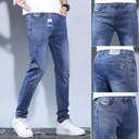 Trendy Brand Washed Jeans Men's YKK Zipper Summer Thin Comfortable Breathable Stretch Trousers Slim-Fit Straight Leg Pants