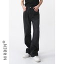 nirben Denim | Spring casual Denim trousers mid-waist elastic waist mid-line Korean retro men's pants