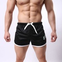男运动裤夏双层系带三分裤健身跑步短裤青年B5001