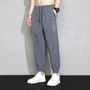 Spring and Autumn fleece-lined Working Pants Men's Loose Ankle Pants Quick-drying Cropped Sports Pants Men's plus size Casual Pants Fashionable