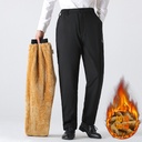 Fleece-lined thick dad pants winter outer wear straight loose casual men's pants middle-aged and elderly warm lambswool pants