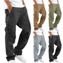 Summer Men's Overalls Independent Station Drawstring Multi-Pocket Casual Pants