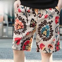 explosions cotton linen men's beach pants quick-drying casual shorts fashion printed pants large size