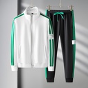 Summer Wide Color Splicing Sports suit Men's Fashion Simple Casual Sports Trendy Two-piece Set