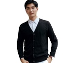 Men's Autumn and Winter 100% Cotton Men's Sweater Knitted Cardigan Slim-fit Long Sleeve Korean V-neck Casual Jacket