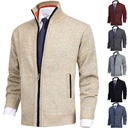 autumn and winter men's solid color Stand Collar fashion cardigan sweater knitted coat large size sweater men