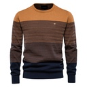 Fall Hong Kong style retro Top long sleeve trendy men's sweater slim round neck striped men's European size sweater