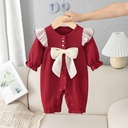 Tianjing Children's Wear Autumn Baby Jumpsuit Cute Bow Baby Long Sleeve Hare Climbing Suit