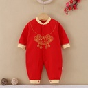 Baby's Long-sleeved One-piece Red born Full Moon Clothes Baby's Hundred Days Festive Clothes Autumn Children's Grasp Weekly Clothes