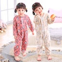 Flannel one-piece pajamas children's sleeping bag for boys and girls baby climbing clothes baby kick-proof quilt for spring and autumn thick double-sided