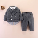 婴儿棉衣服装 男宝宝绅士套装非连体衣加厚 满月周岁礼服三件套