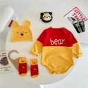 送帽子 0-2岁婴儿服装 春秋三角包屁哈衣 卡通黄色小熊精梳棉爬服