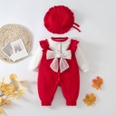 Baby girl's autumn and winter clothes fleece-lined thickened jumpsuit princess style Baby's autumn outing clothes one month old hundred days romper