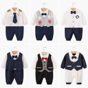 Baby jumpsuit spring and autumn born one-year-old climbing suit long sleeve baby gentleman clothes children's clothing
