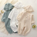Baby Spring and Autumn Arrival Climbing Suit for born Long Harper Cotton Solid Color Gauze Jumpsuit for Baby Summer Pajamas