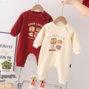 winter baby jumpsuit red baby Year clothes for boys and girls baby plus velvet warm climbing clothes a generation of hair