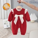 Tianjing children's clothing winter arrival baby jumpsuit Chinese red baby fleece