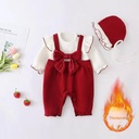 Autumn Baby Fleece-lined jumpsuit Chinese Red Baby Hagi born Full Moon Climbing jumpsuit