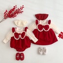 year girl princess dress winter born sisters bow skirt children's red vest skirt