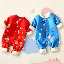 Baby jumpsuit autumn and winter born men plus velvet winter clothes Hardy female baby pajamas thermal underwear climbing clothing