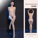 Factory direct lure sexy tight backless crotch-free perspective suspender jumpsuit sexy underwear for women