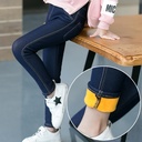 Children's Wear Winter Thickened Large and Large Girls' Imitation Jeans Fashionable Korean Style Velvet Children's Small Foot Mouth Children's Pants