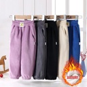 Children's Fleece-Lined Pants Autumn and Winter Outer Wear Boys' Sweatpants Girls' Sports Pants Thickened One-piece Fleece Mid-large Children's Warm Pants
