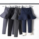 Winter Children's pants girls' fleece-lined thickened leggings winter fake two-piece culottes medium and large children's solid color cotton pants