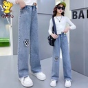 Girls' Denim Wide Leg Pants Spring and Autumn Fashionable Thin Casual Girls' Children's Middle and Big Children Loose Pants