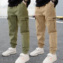 Boys' Caution Pants Spring and Autumn Korean Style Cotton Pants Handsome Children's Pants Big Children's Thin Casual Children's Pants