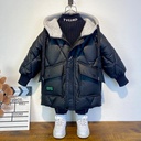 Winter boys' down cotton-padded jacket medium and large children's western style warm thickened cotton-padded jacket men's baby mid-length cotton-padded jacket