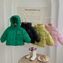Velvet Cotton-padded Clothes Children's Cotton-padded Jacket Short Hooded Smiley Thickened Cotton-padded Jacket for Boys and Girls