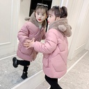 Winter girls cotton-padded clothes Korean version of large children's thick long children's velvet bear warm cotton-padded jacket