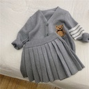 Children's clothing spring suit girls children's college style sweater cardigan western style skirt knitted baby