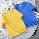 Summer Children's T-shirt Cotton Loose Short Sleeve Printable logo Word Round Neck Solid Color Kindergarten Class Clothes Garden Clothes