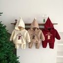 Children's clothing bear children's sweater coat plus velvet men's and women's baby clothes winter warm hooded jacket foreign style