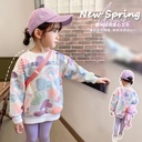 2024 New Spring and Autumn Girls' Children's Wear Long Sleeve Fun Graffiti Love Sweatshirt Children's Comfortable and Casual Top