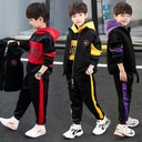 Children's clothing boys' suit autumn and winter clothes handsome boy middle and large children fleece-lined thickened three-piece suit fashion