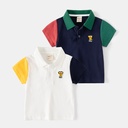 Children's short sleeve T-shirt boys POLO shirt baby lapel coat children's clothing color matching casual shirt