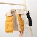 Children's Cotton Vest Autumn and Winter Thickened Outwear Girls' Lamb Velvet Vest Shoulder Stylish Boys' Solid Color Casual Vest