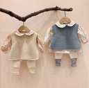 Korean baby knitted vest male and female baby simple foreign air round neck sweater vest outer wear