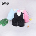 Beduoha Autumn and Winter Waistcoat Velvet Warm Boys' and Girls' Solid Color V-neck Thickened Top Vest Children's Cotton Vest