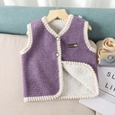 Children's Lamb Fleece Vest Autumn and Winter Double-Sided Fleece-Lined Cardigan Children's Casual Solid Color Single-breasted All-match Vest Trendy