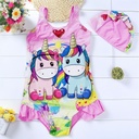 ins Fashion Swimsuit Korean Style Cat Horse One-piece Swimsuit Sling Small and Medium-sized Children's Spot Summer Product