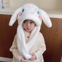 小兔气囊帽儿童围巾一体2024冬季男孩女童卡通可爱毛绒保暖帽子